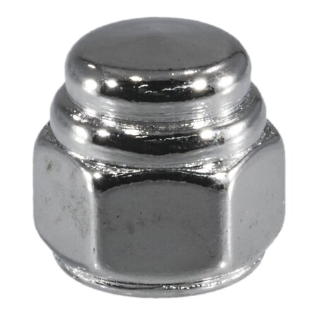 Midwest Fastener Flattened Head Cap Nut, 1/4"-20, Steel, Chrome Plated, 10 PK 30162